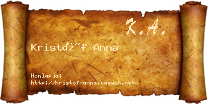 Kristóf Anna névjegykártya